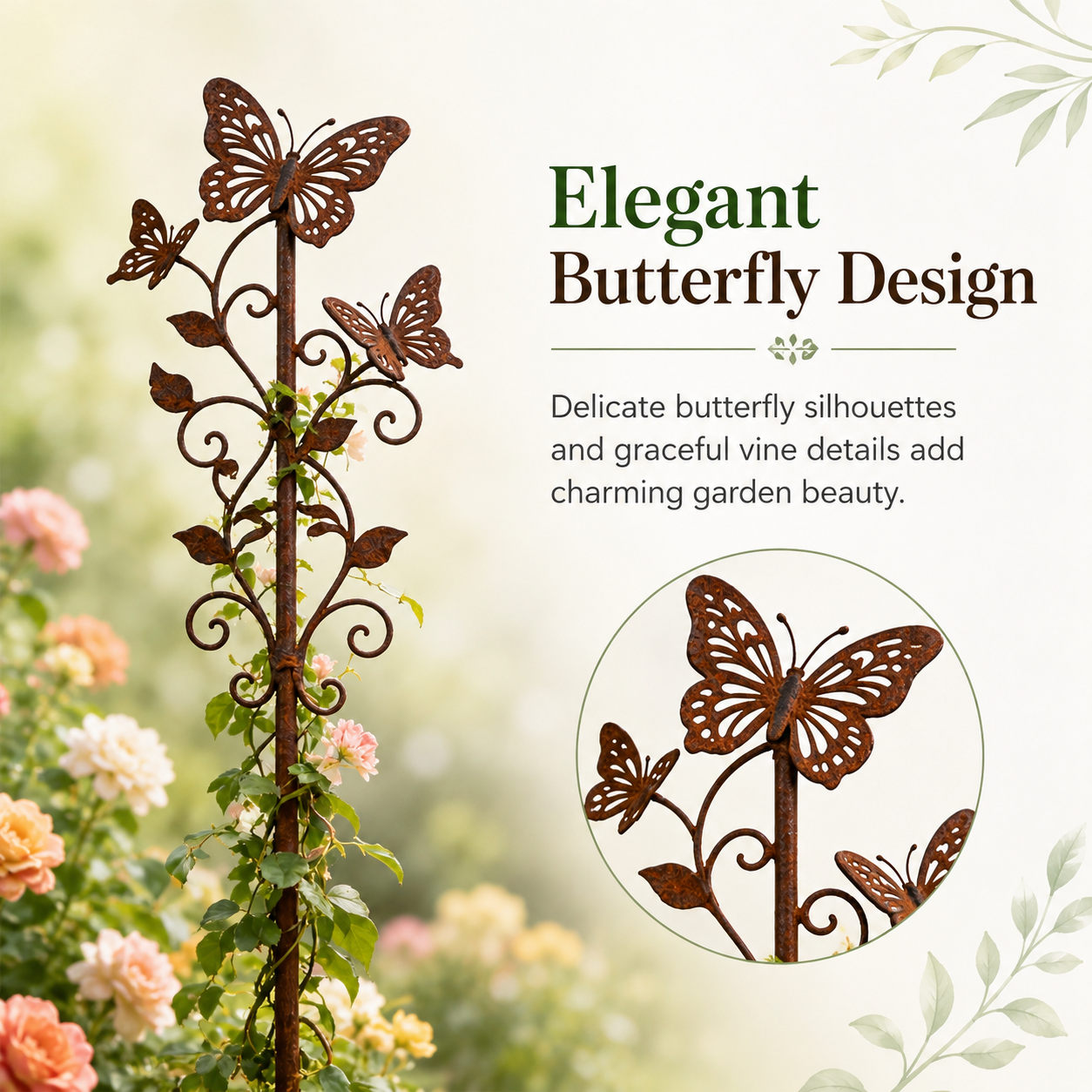 Rustic Metal Butterfly Garden Stake Decor, 11.81 Inch Decorative Butterfly Plant Stake for Flower Beds, Lawn, Patio, Yard, Planters & Outdoor Garden Decoration  Product Description
