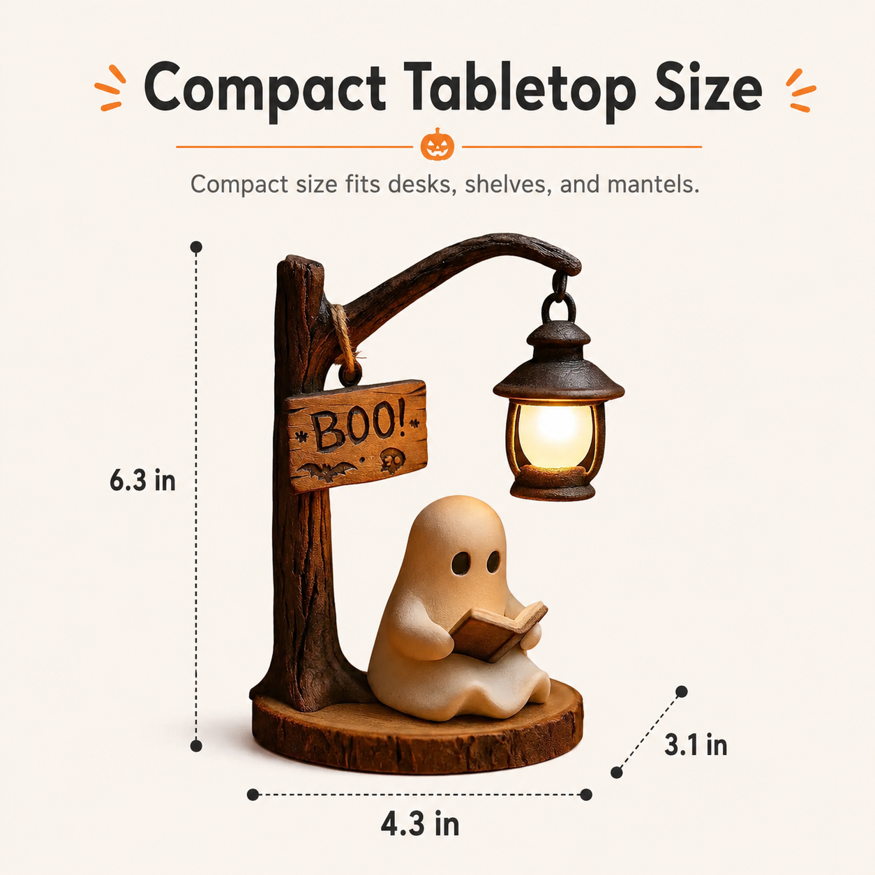 Cute Ghost Reading Lamp Decor with Warm LED Lantern