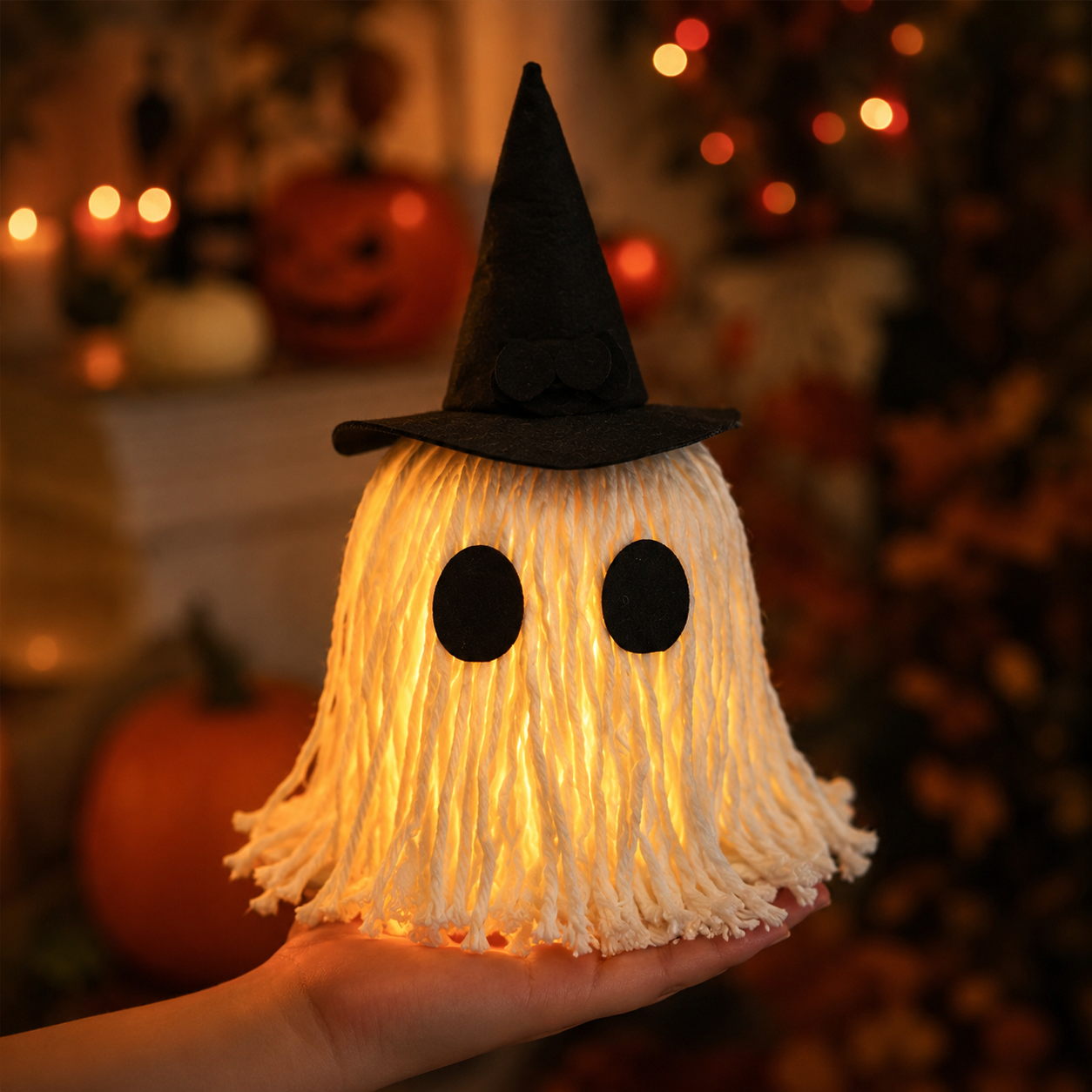 Halloween Mop Head Ghost Light