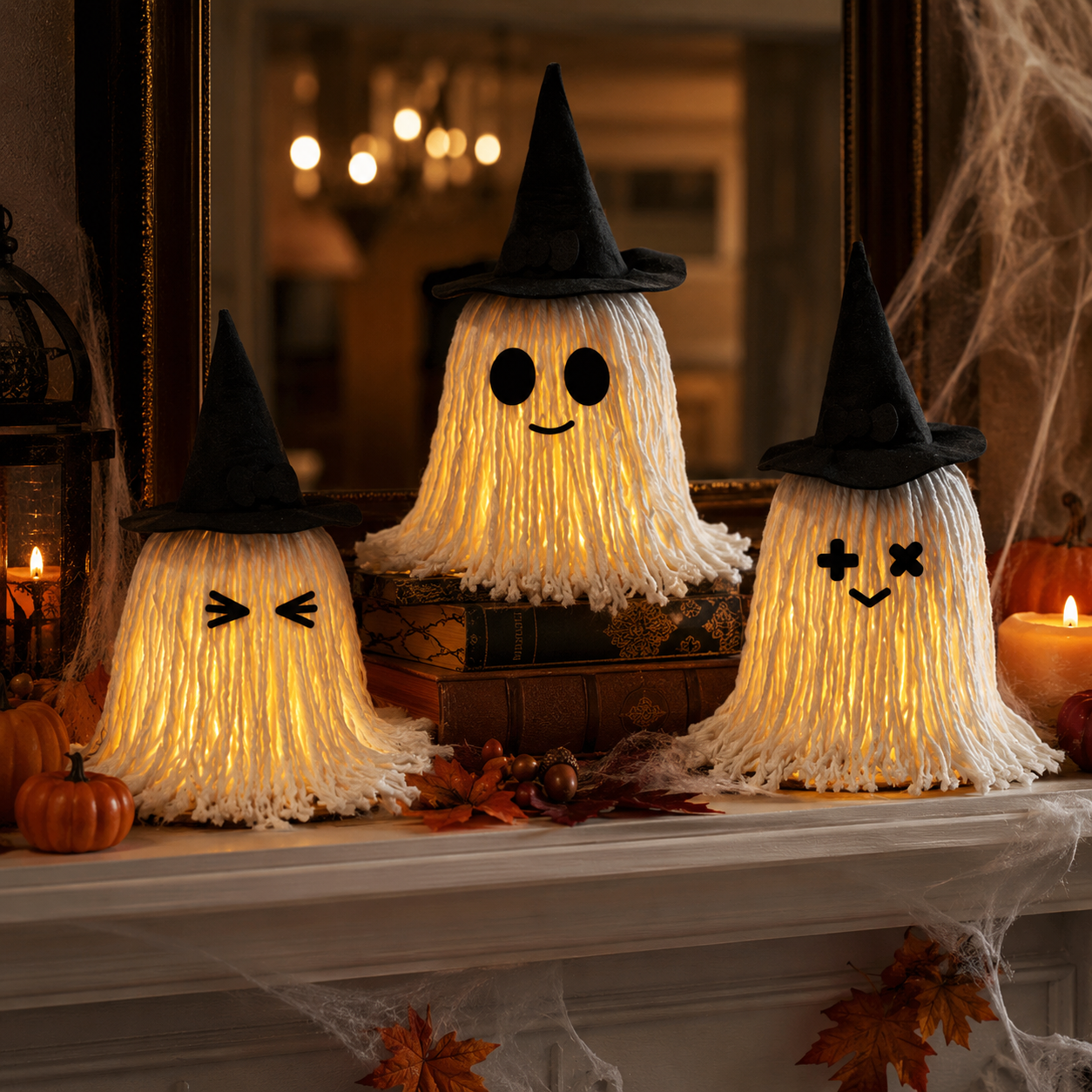 Halloween Mop Head Ghost Light
