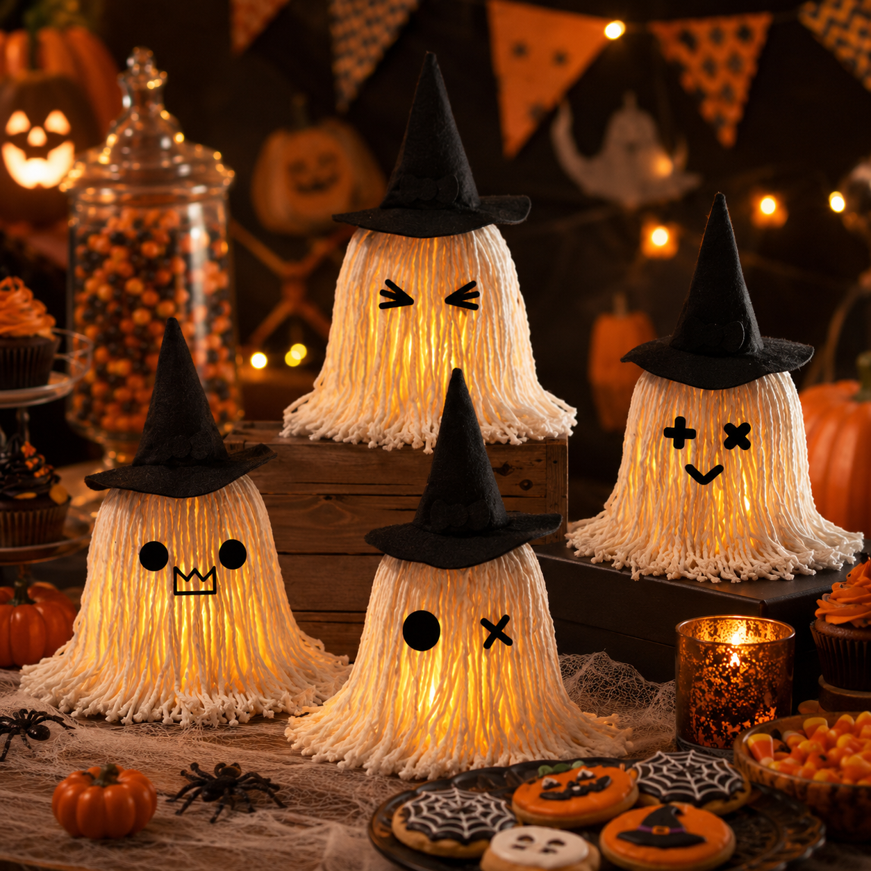 Halloween Mop Head Ghost Light
