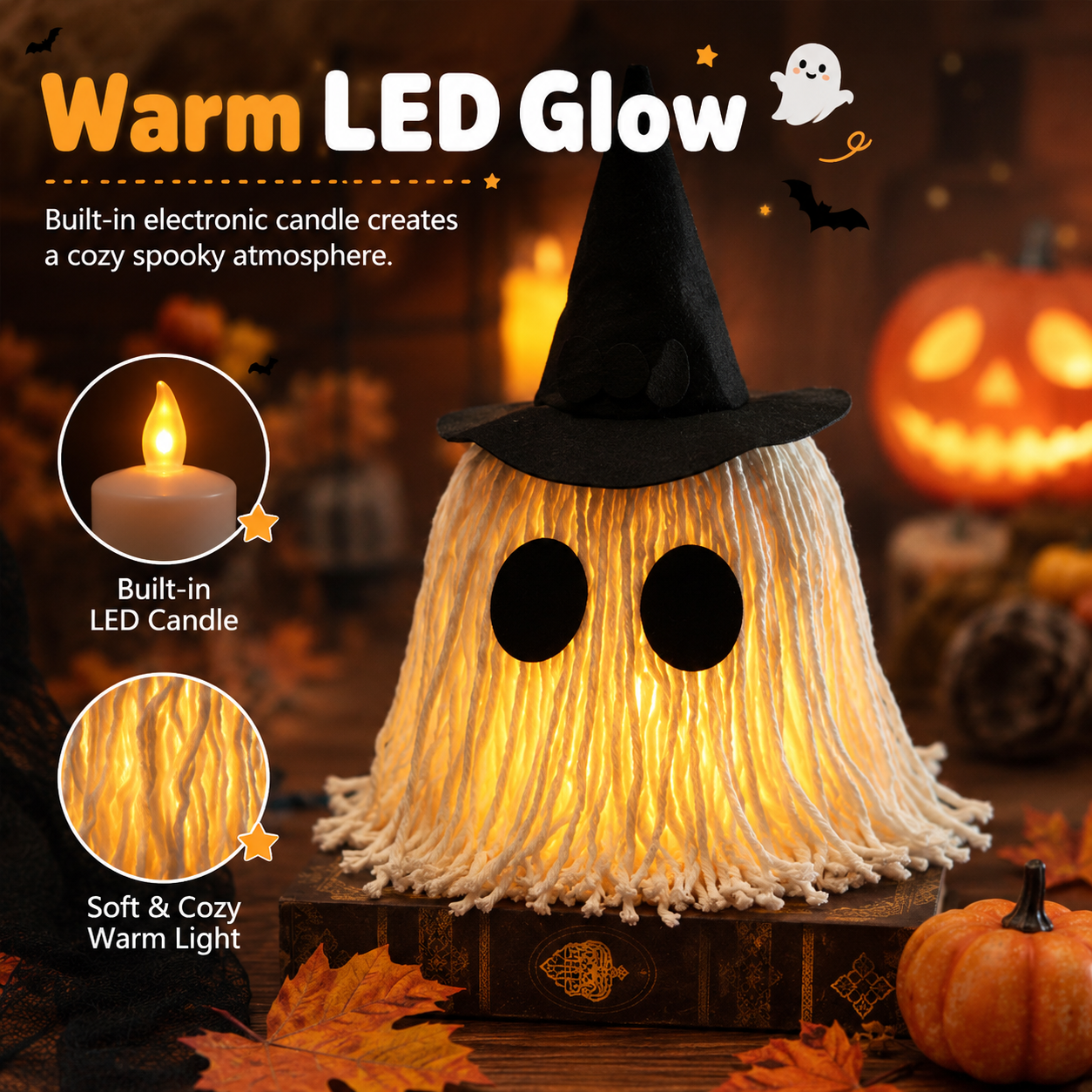 Halloween Mop Head Ghost Light