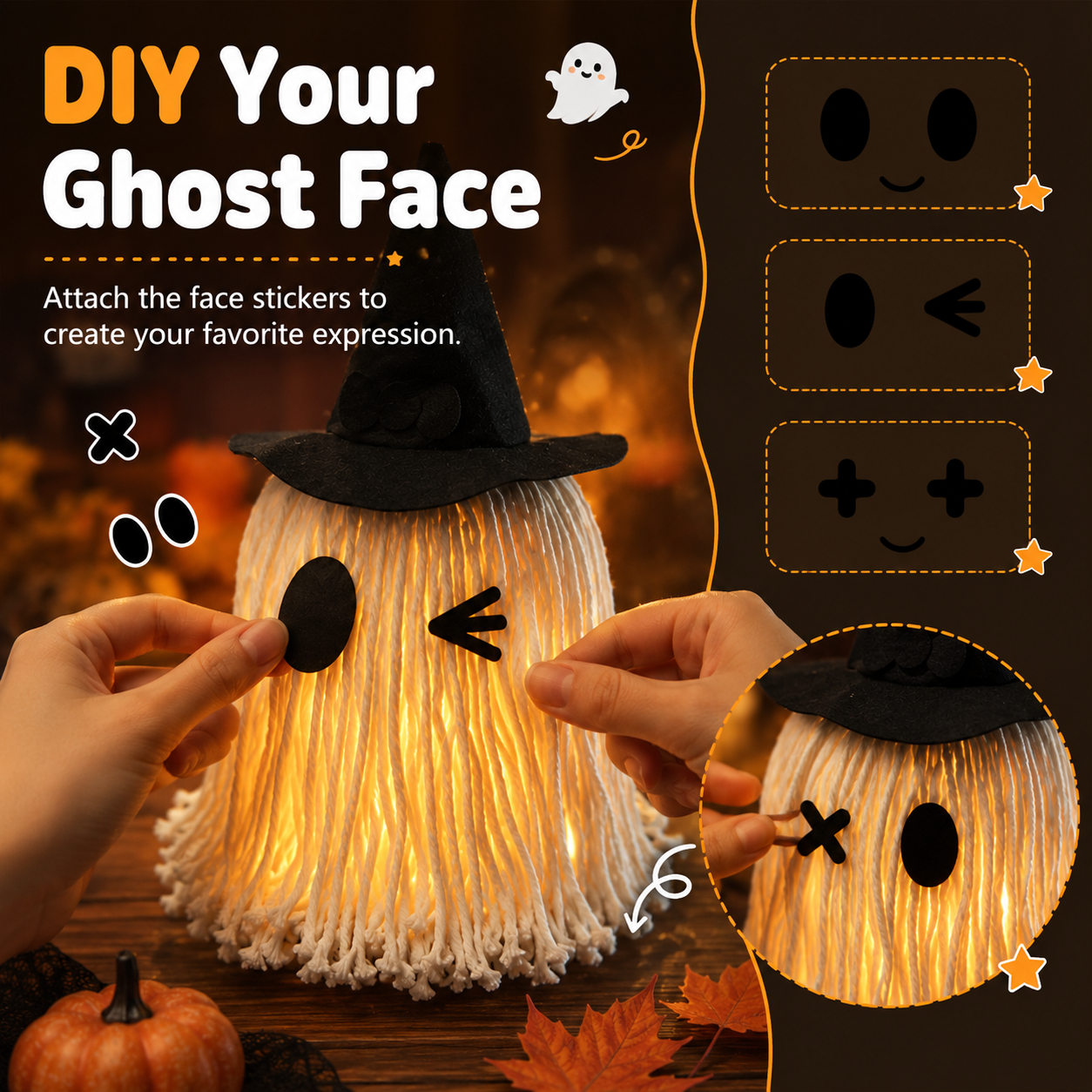 Halloween Mop Head Ghost Light
