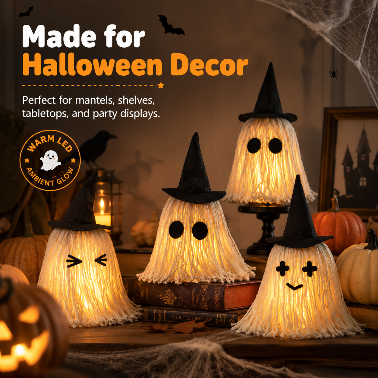 Halloween Mop Head Ghost Light