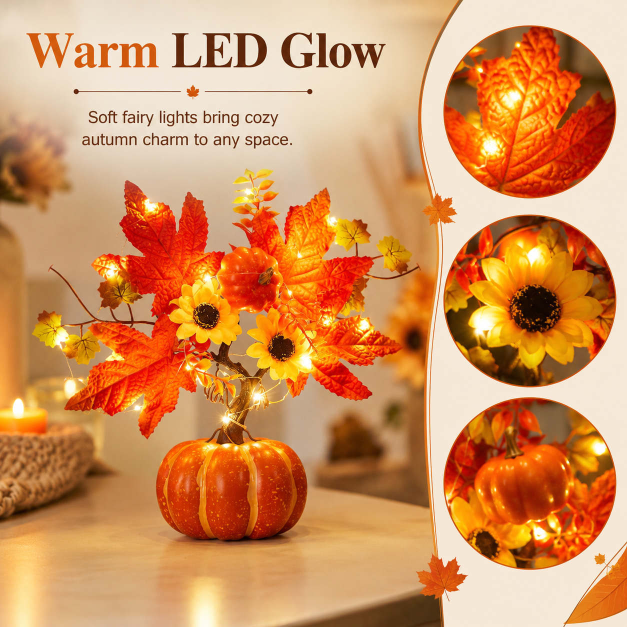 Lighted Fall Pumpkin Tree Tabletop Decor