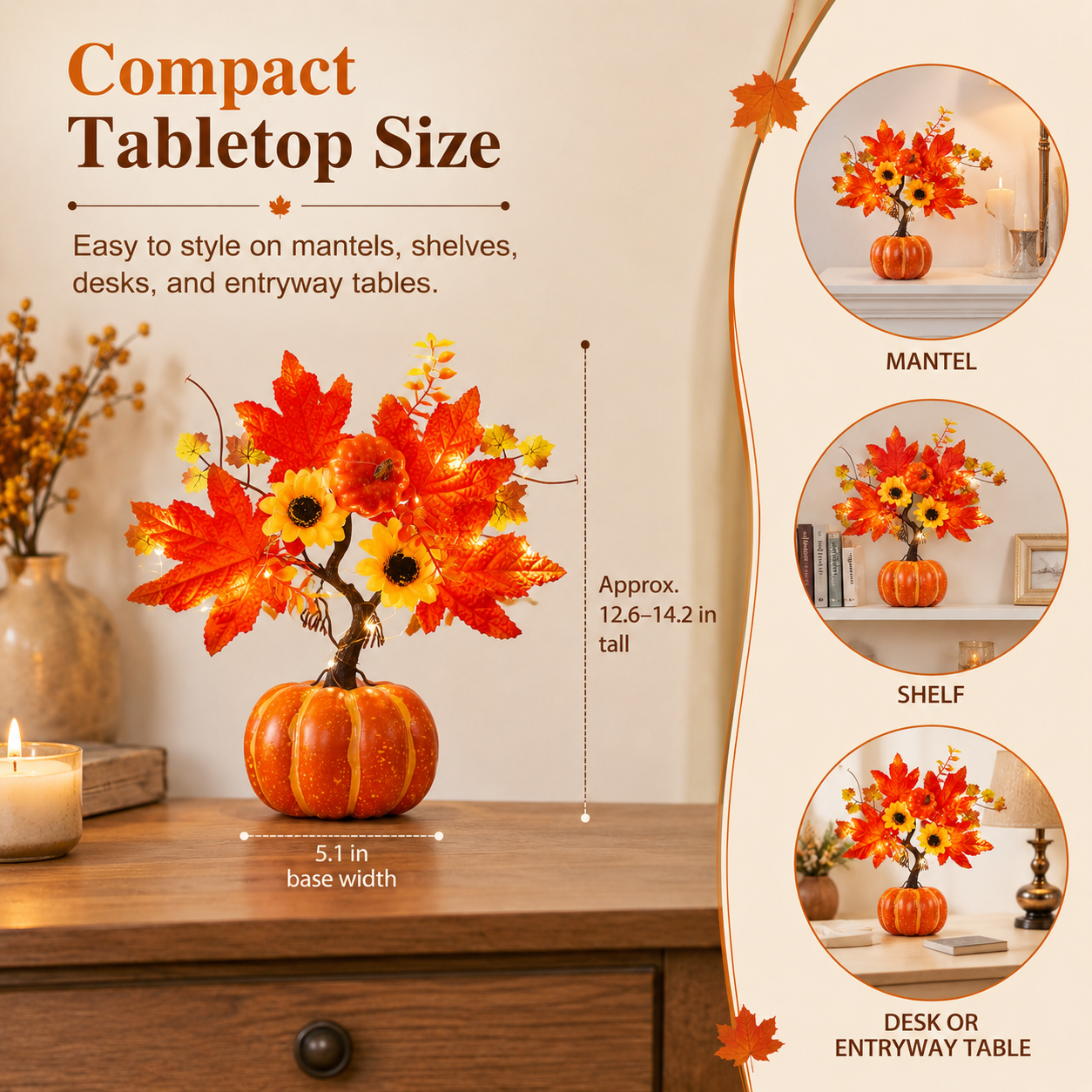 Lighted Fall Pumpkin Tree Tabletop Decor