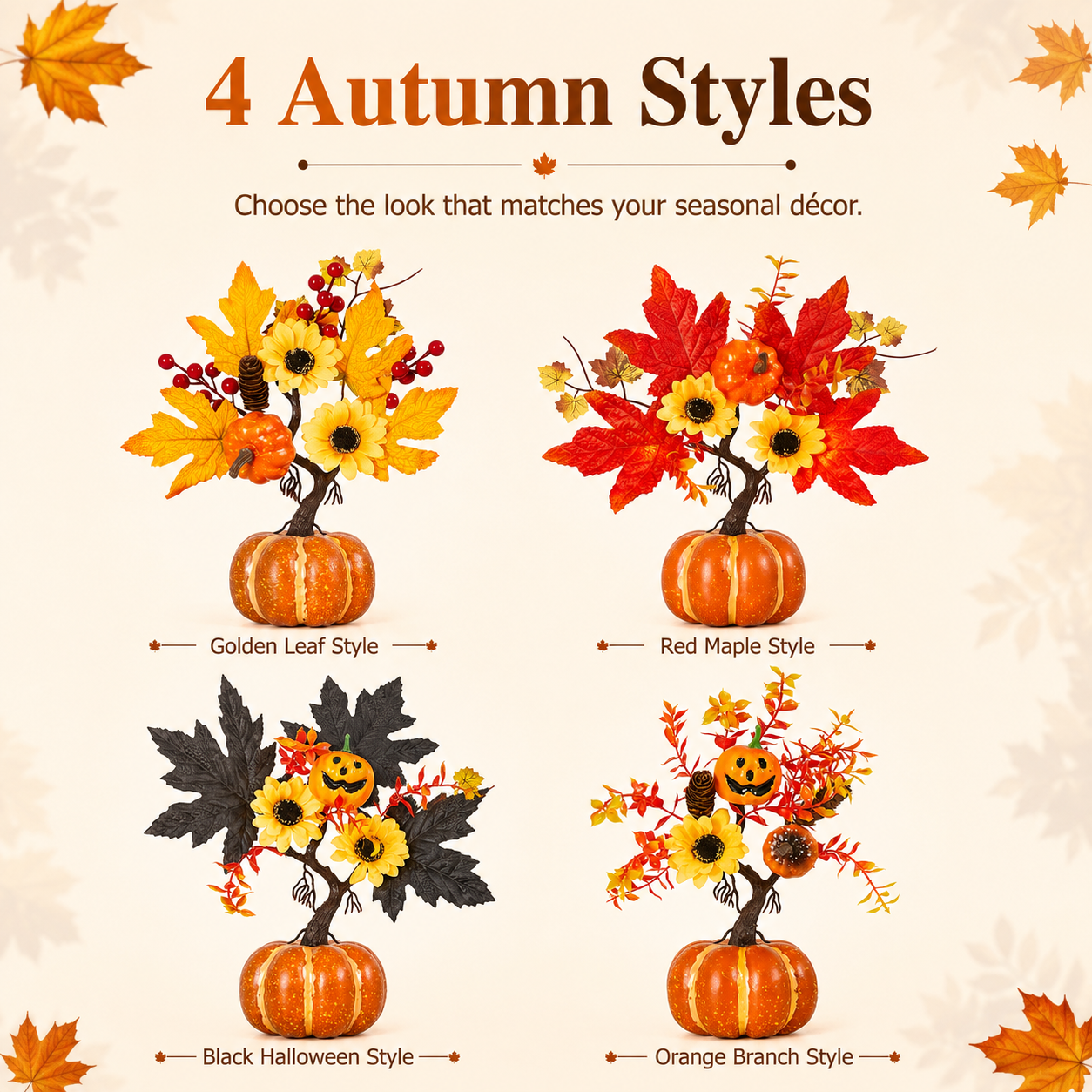 Lighted Fall Pumpkin Tree Tabletop Decor