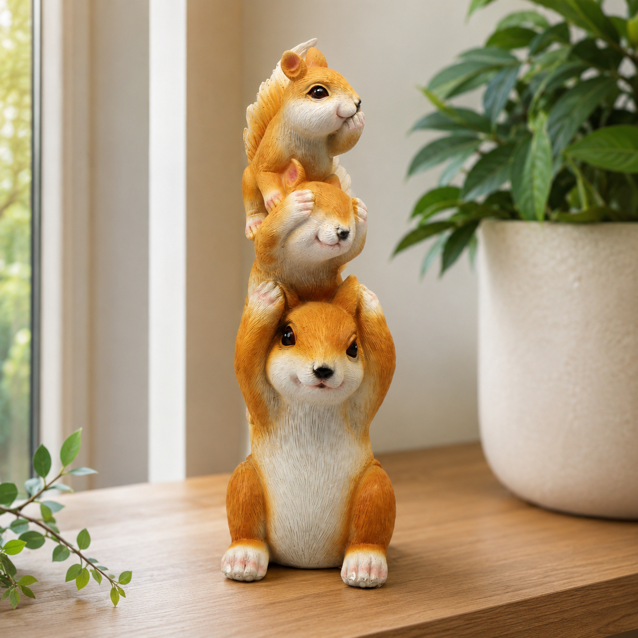 Cute Squirrel Garden Decor Figurines, 7-Style Woodland Outdoor Ornaments