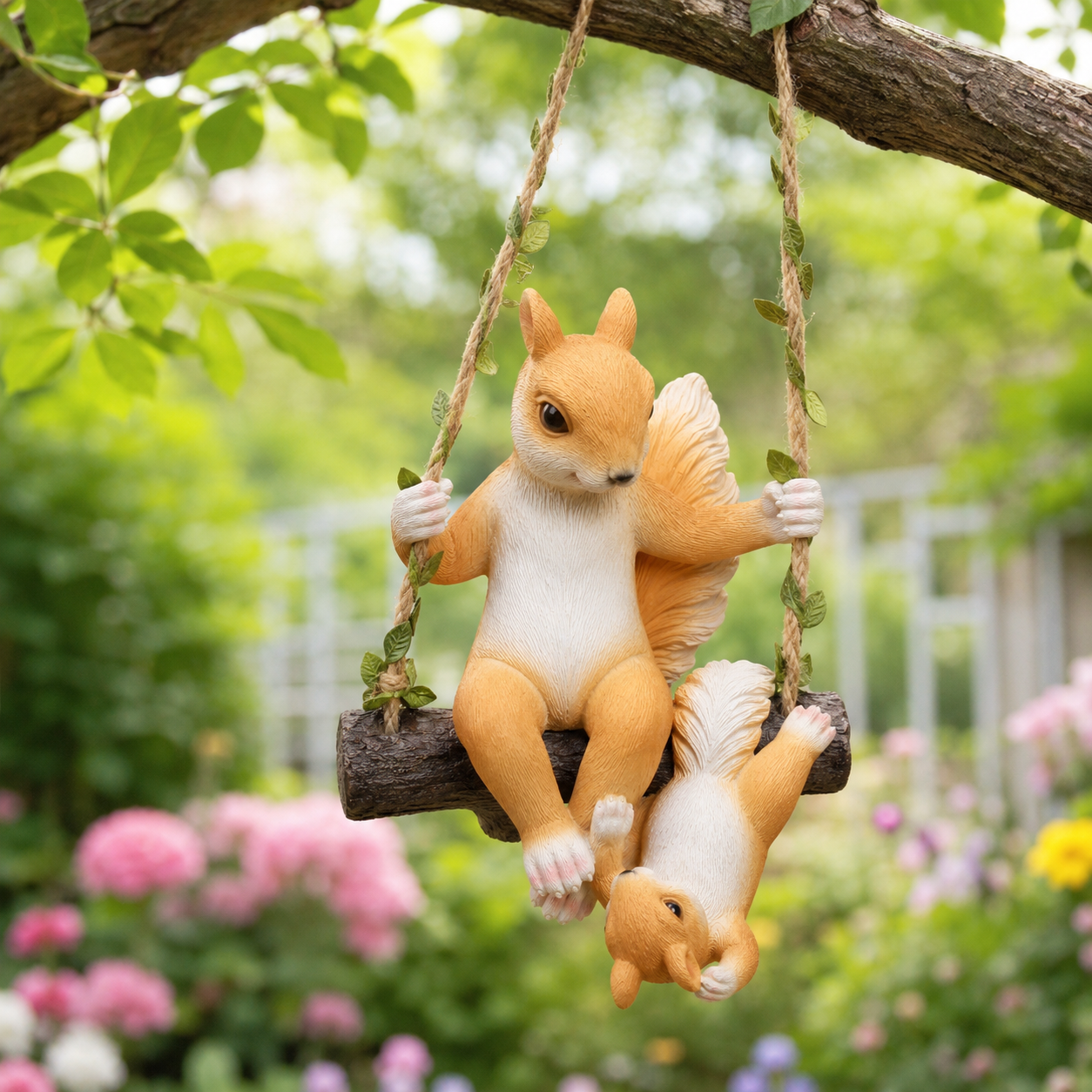 Cute Squirrel Garden Decor Figurines, 7-Style Woodland Outdoor Ornaments