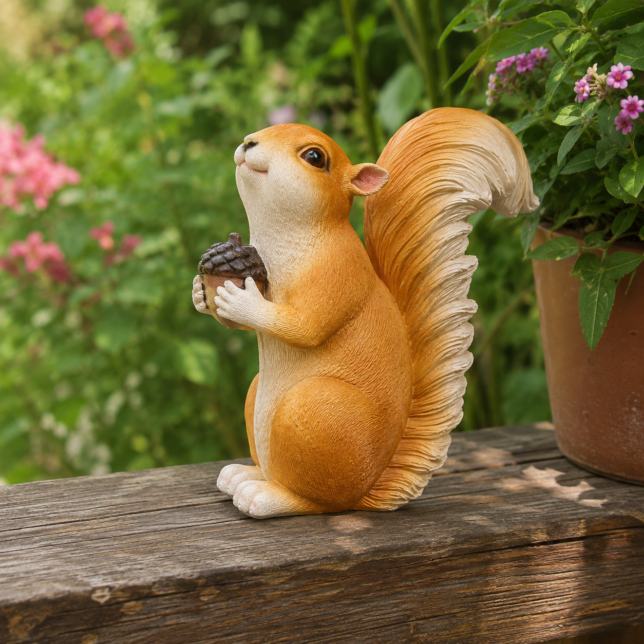 Cute Squirrel Garden Decor Figurines, 7-Style Woodland Outdoor Ornaments