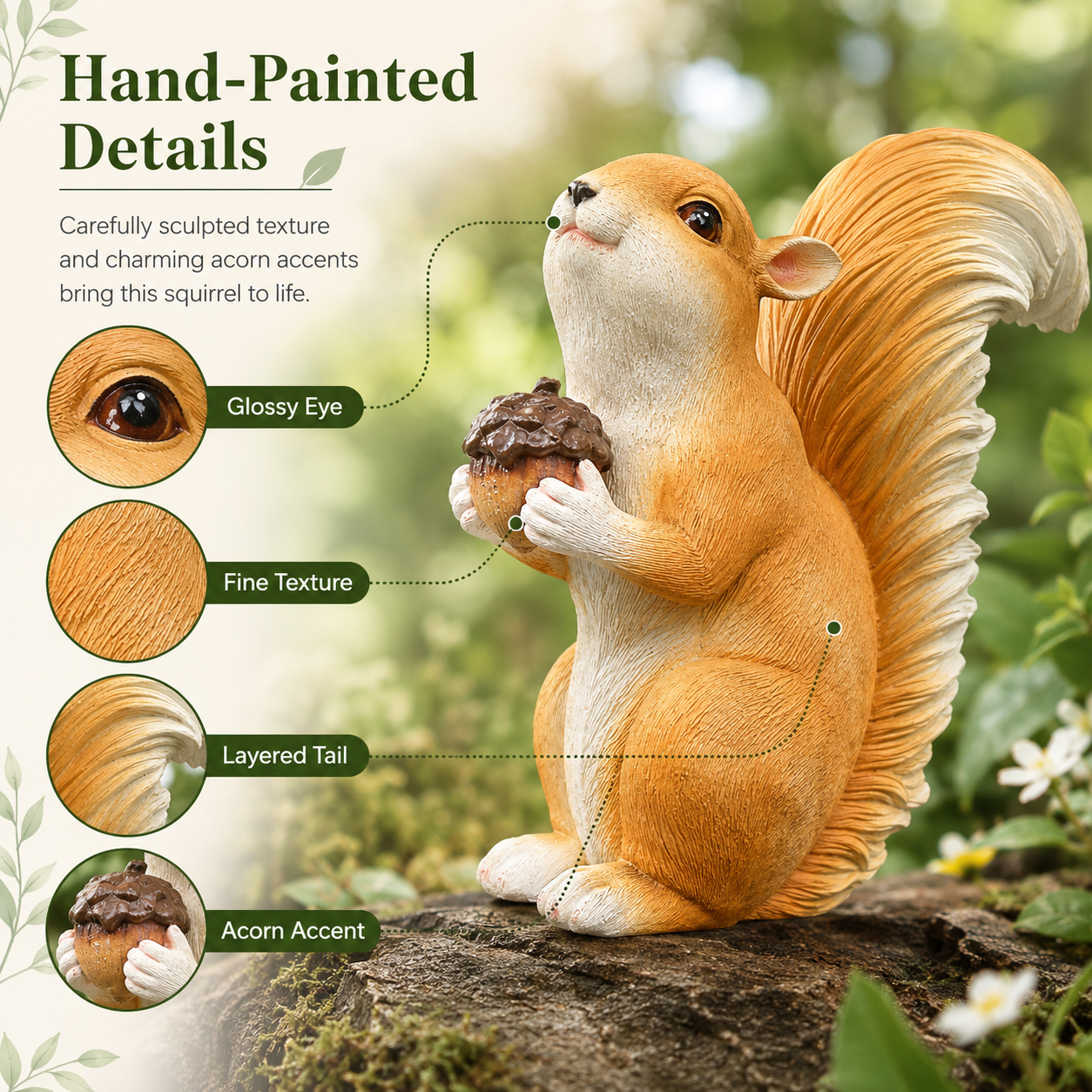 Cute Squirrel Garden Decor Figurines, 7-Style Woodland Outdoor Ornaments
