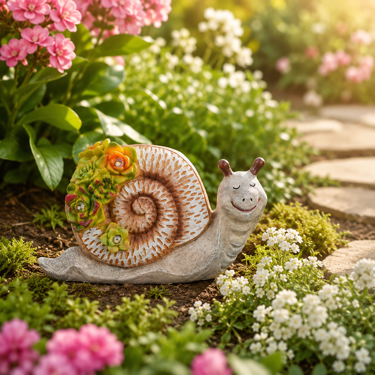 Solar Garden Animal Lights, Resin Fox Owl Snail Hedgehog Outdoor Decor