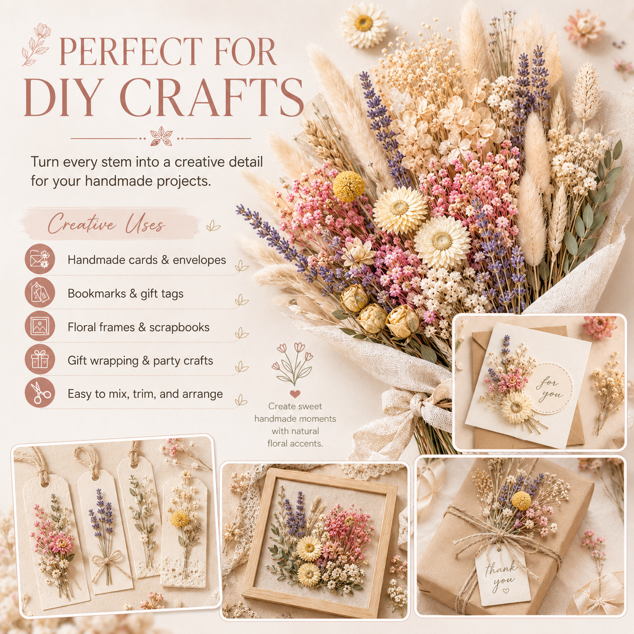 Dried Flower Bouquet Set, 7 Style Options for DIY Crafts, Vase Fillers & Home Décor 🌸