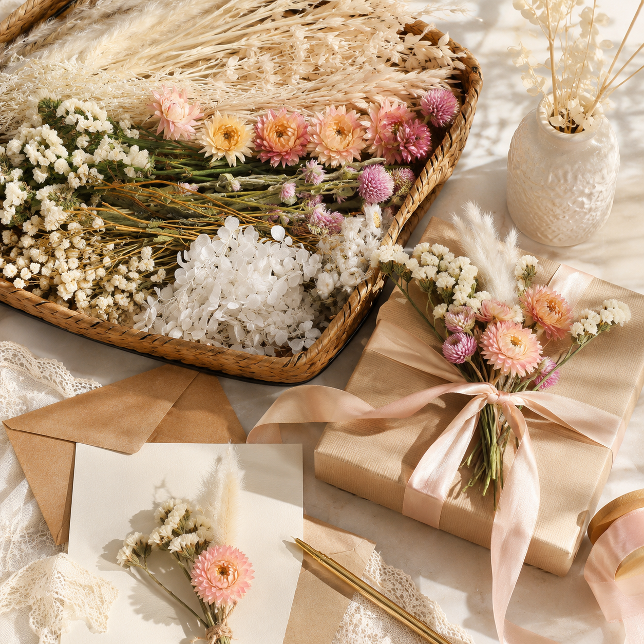 Dried Flower Bouquet Set, 7 Style Options for DIY Crafts, Vase Fillers & Home Décor 🌸