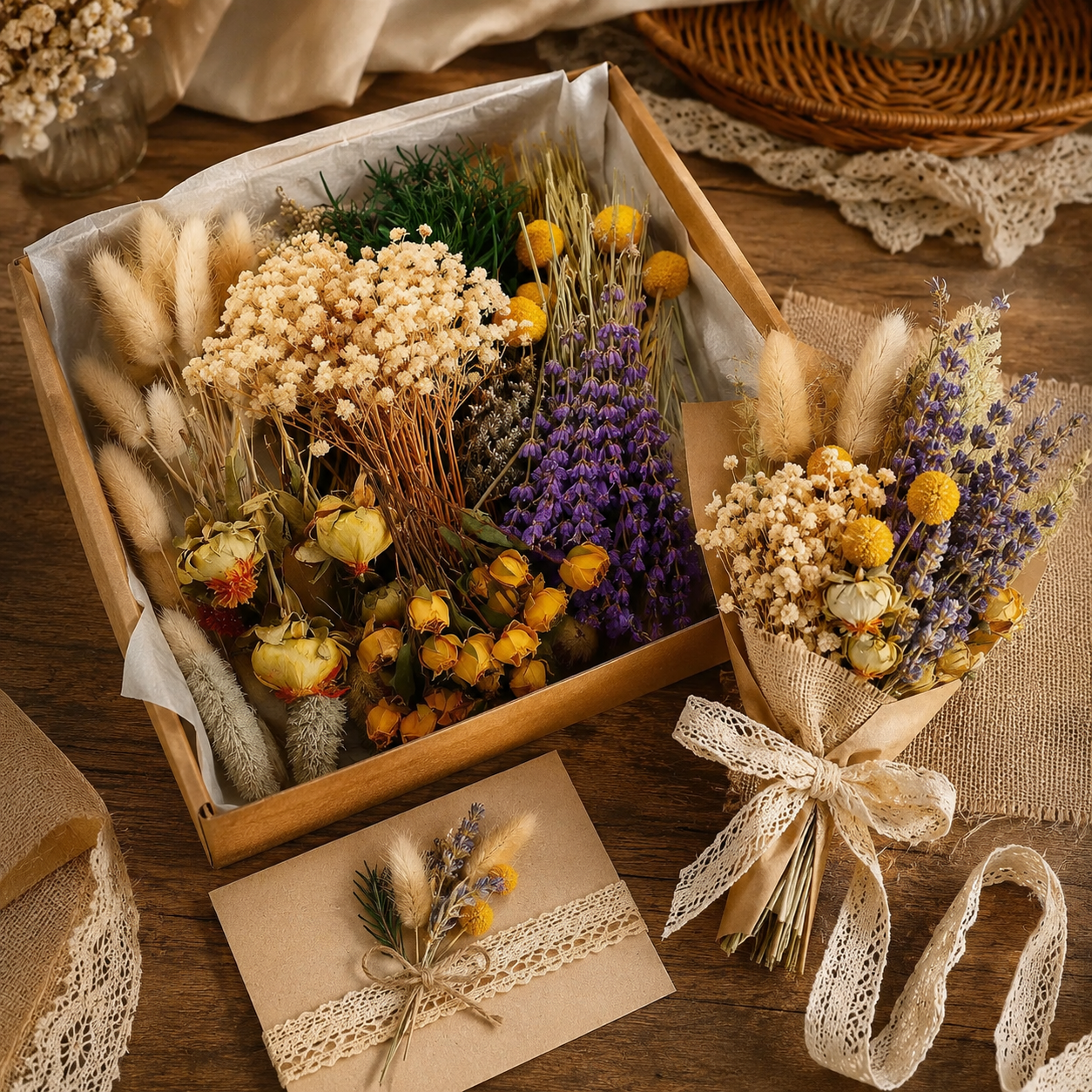 Dried Flower Bouquet Set, 7 Style Options for DIY Crafts, Vase Fillers & Home Décor 🌸