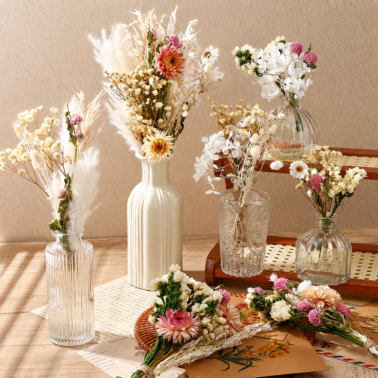 Dried Flower Bouquet Set, 7 Style Options for DIY Crafts, Vase Fillers & Home Décor 🌸