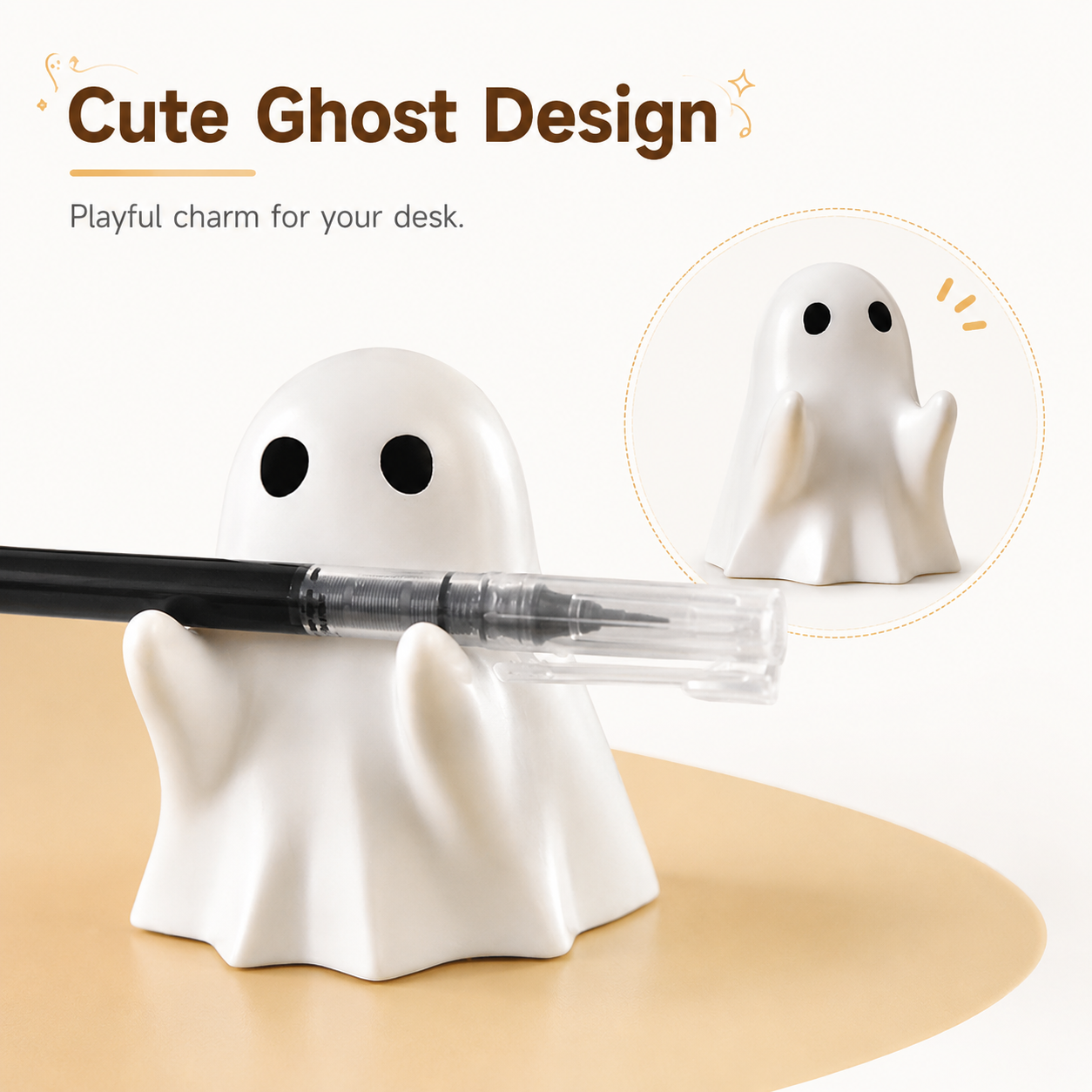 Cute Ghost Pen Holder, 2-Pack Mini Resin Desk Organizer 👻