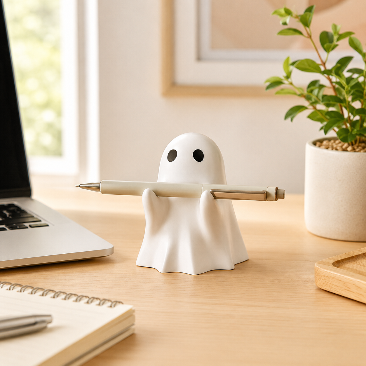 Cute Ghost Pen Holder, 2-Pack Mini Resin Desk Organizer 👻
