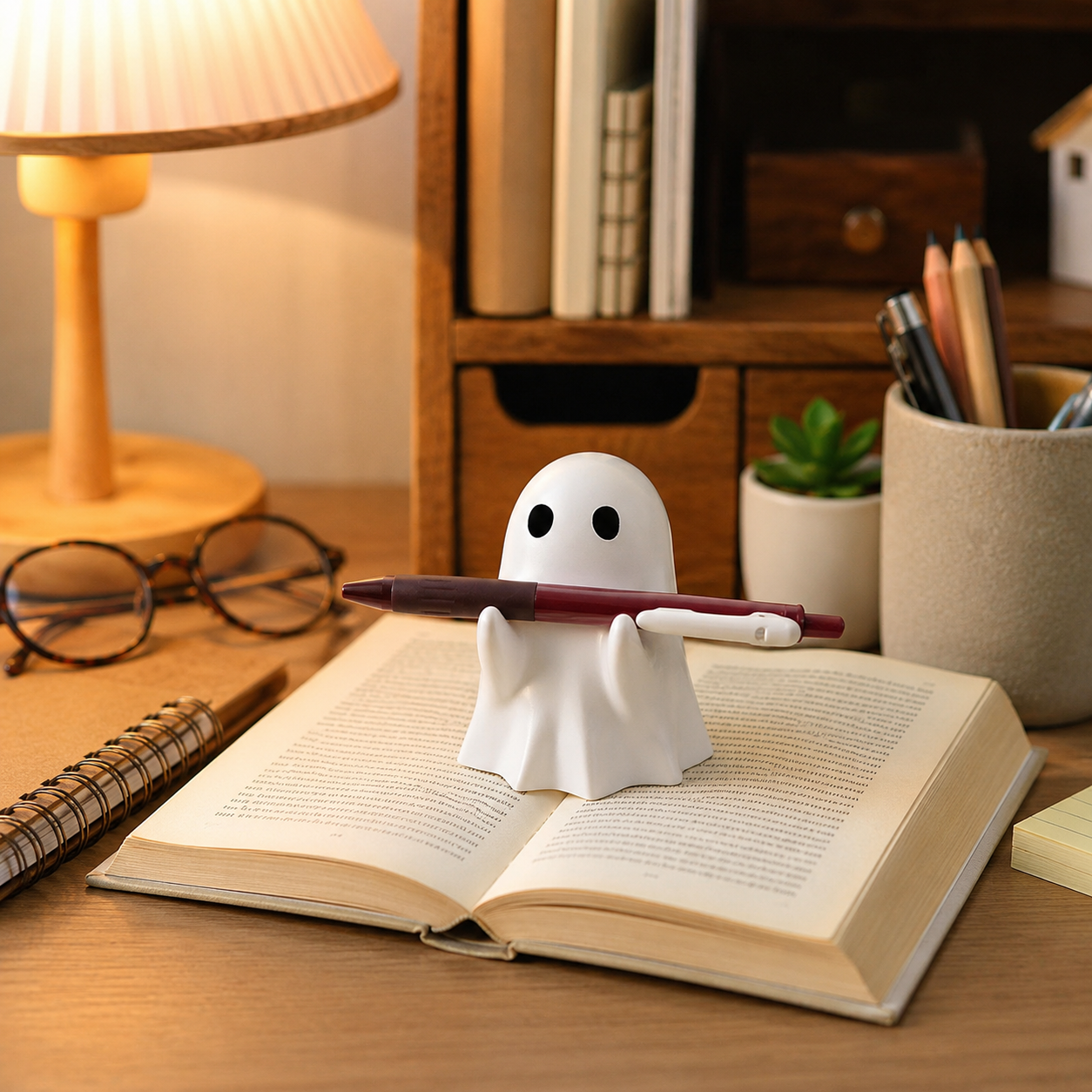 Cute Ghost Pen Holder, 2-Pack Mini Resin Desk Organizer 👻