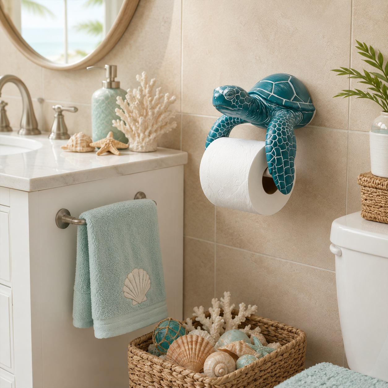 Sea Turtle Wall-Mount Toilet Paper Holder 🐢