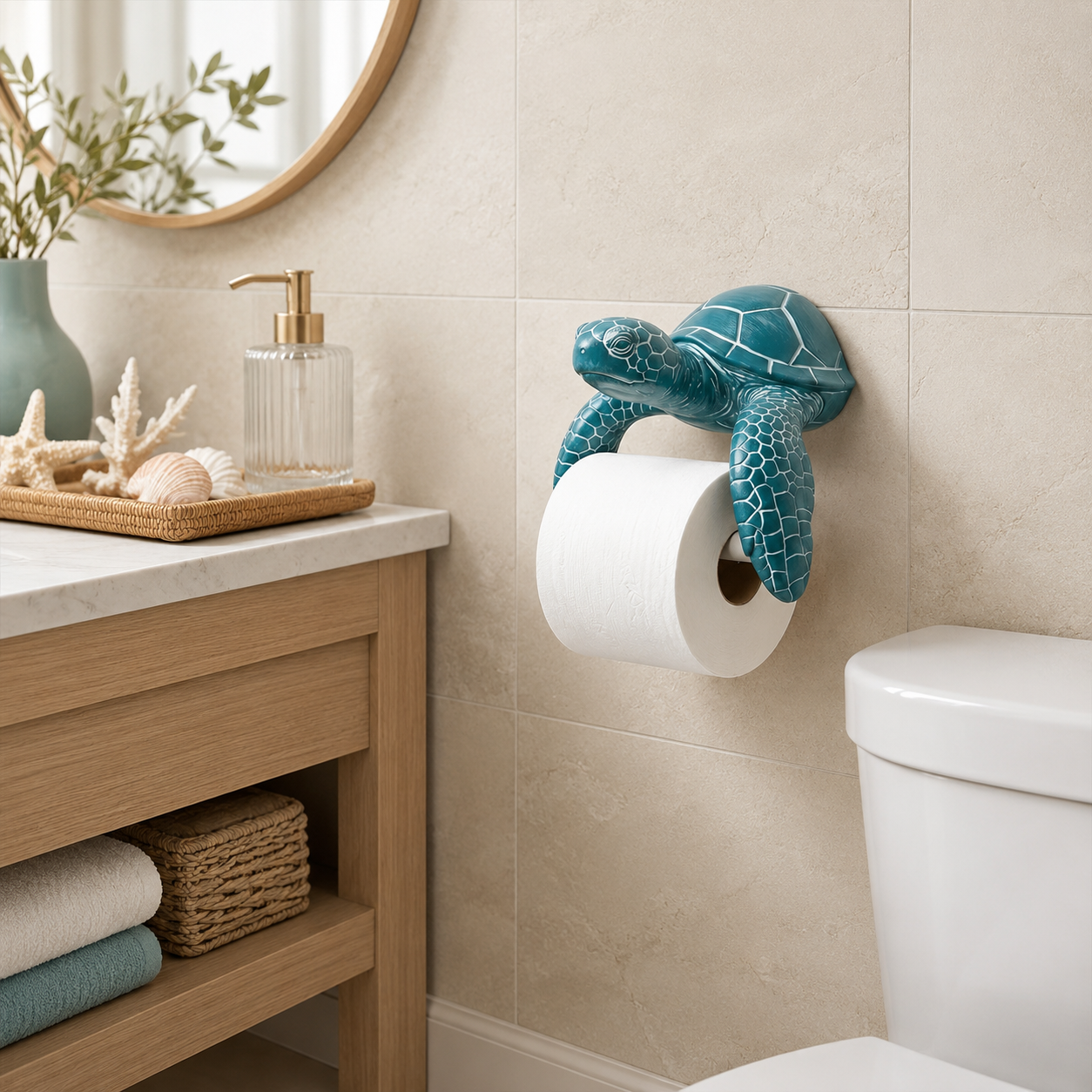 Sea Turtle Wall-Mount Toilet Paper Holder 🐢