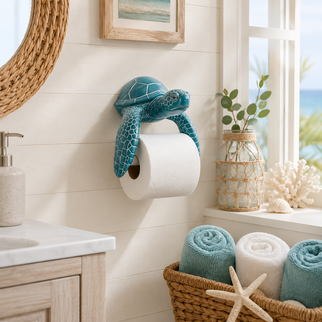 Sea Turtle Wall-Mount Toilet Paper Holder 🐢
