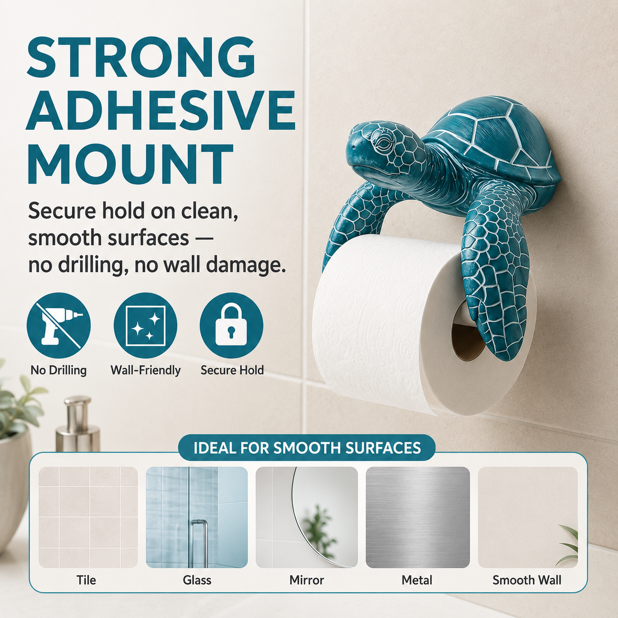 Sea Turtle Wall-Mount Toilet Paper Holder 🐢