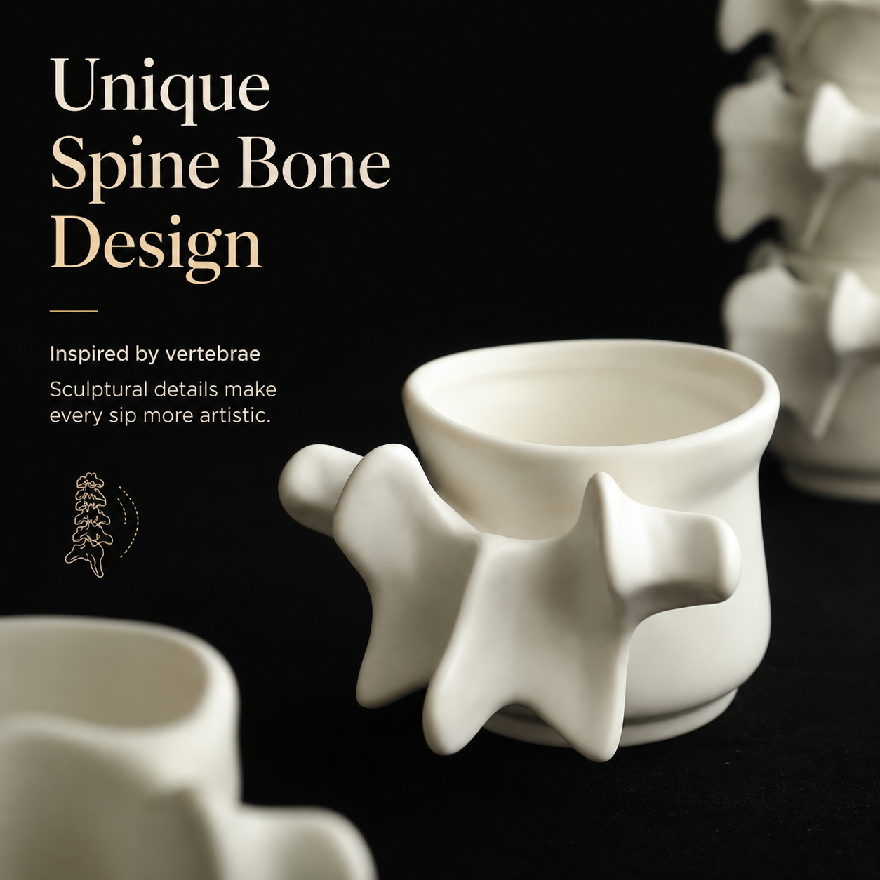 Spine Bone Ceramic Mug & Teacup