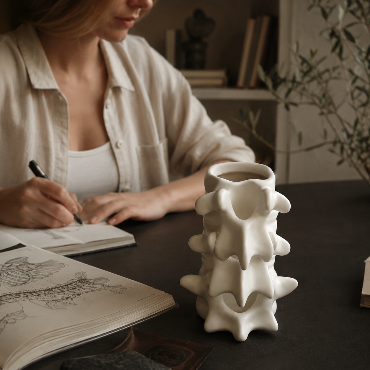 Spine Bone Ceramic Mug & Teacup