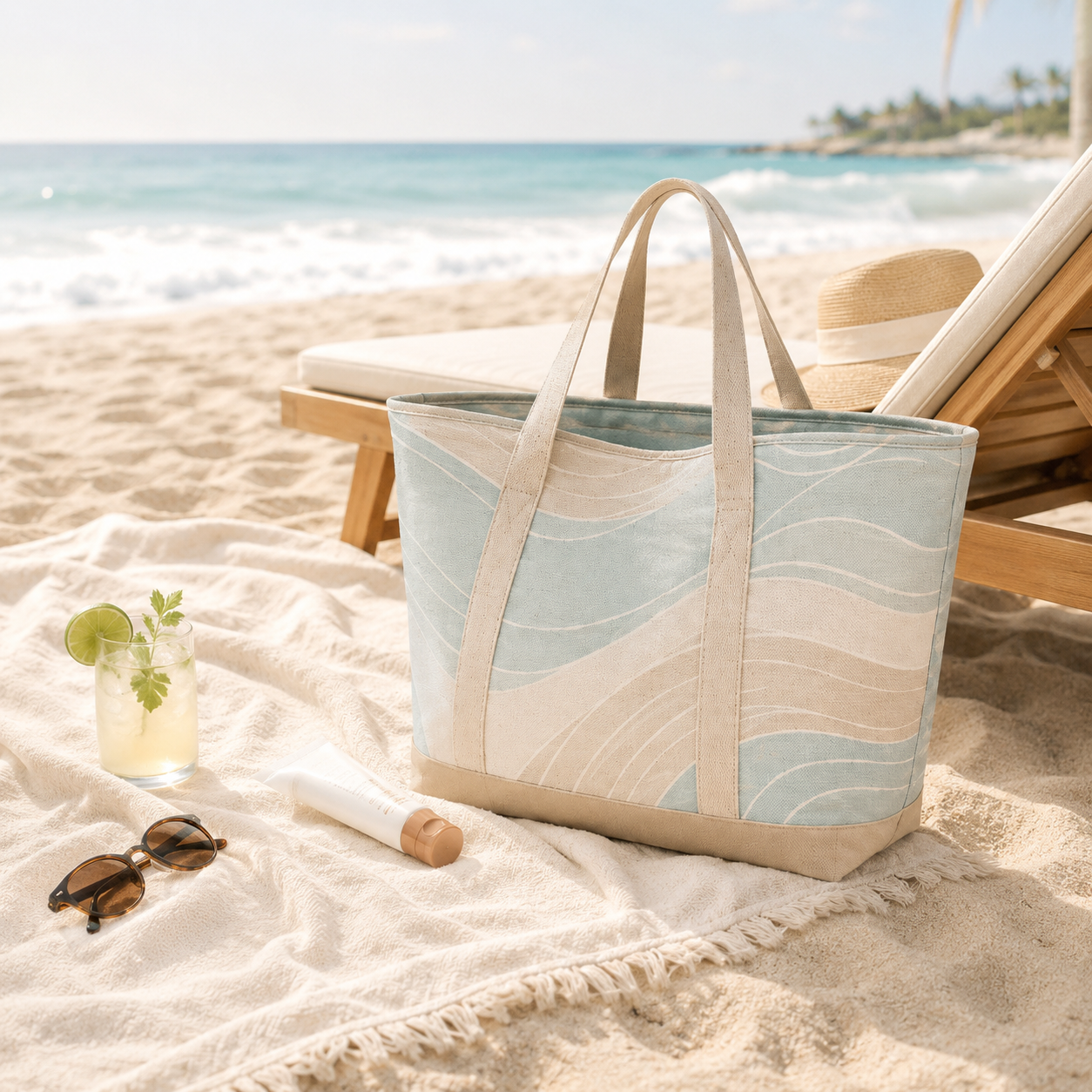 Coastal Wave Lightweight Beach Tote Bag