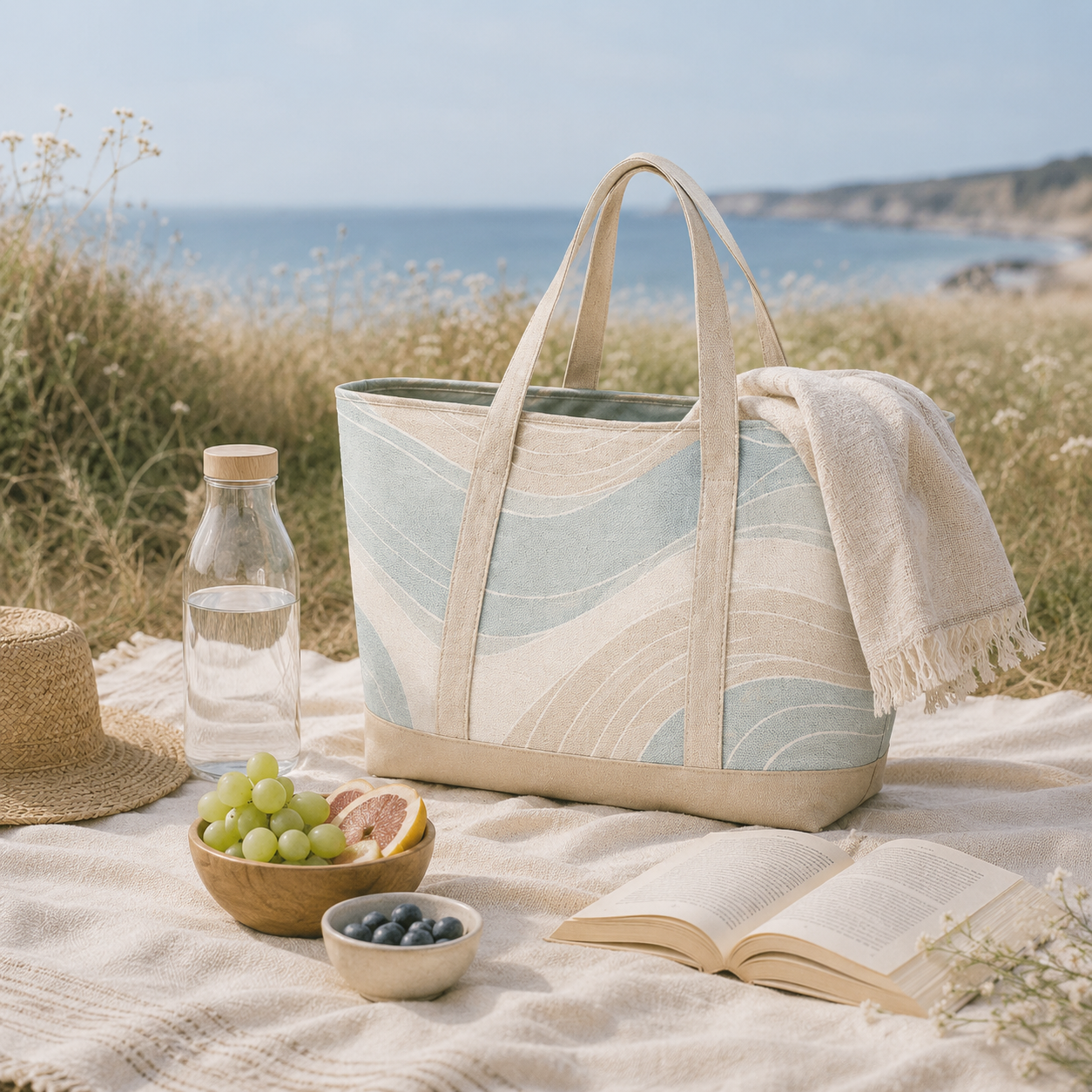 Coastal Wave Lightweight Beach Tote Bag