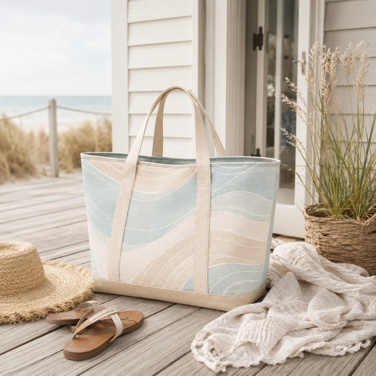 Coastal Wave Lightweight Beach Tote Bag