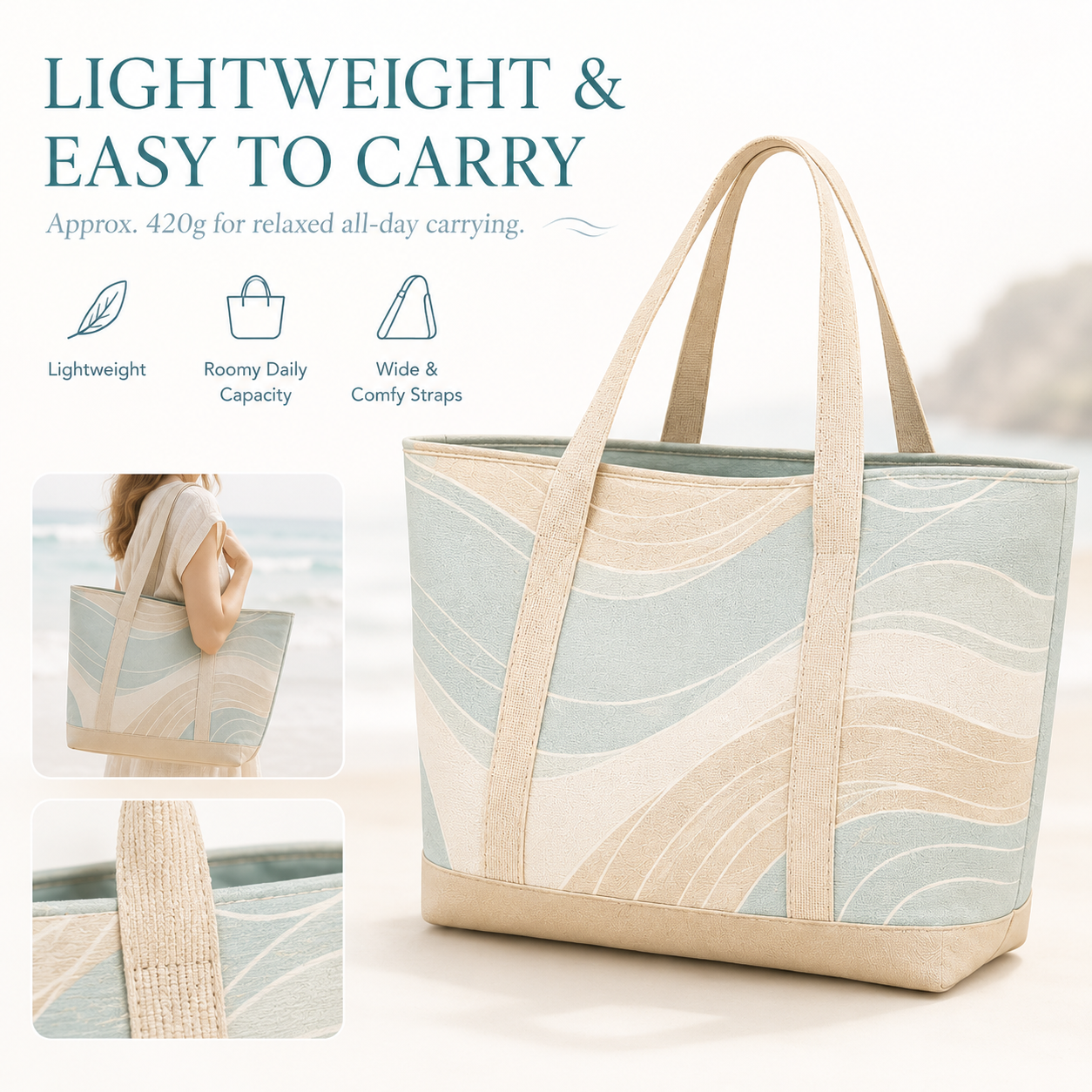 Coastal Wave Lightweight Beach Tote Bag