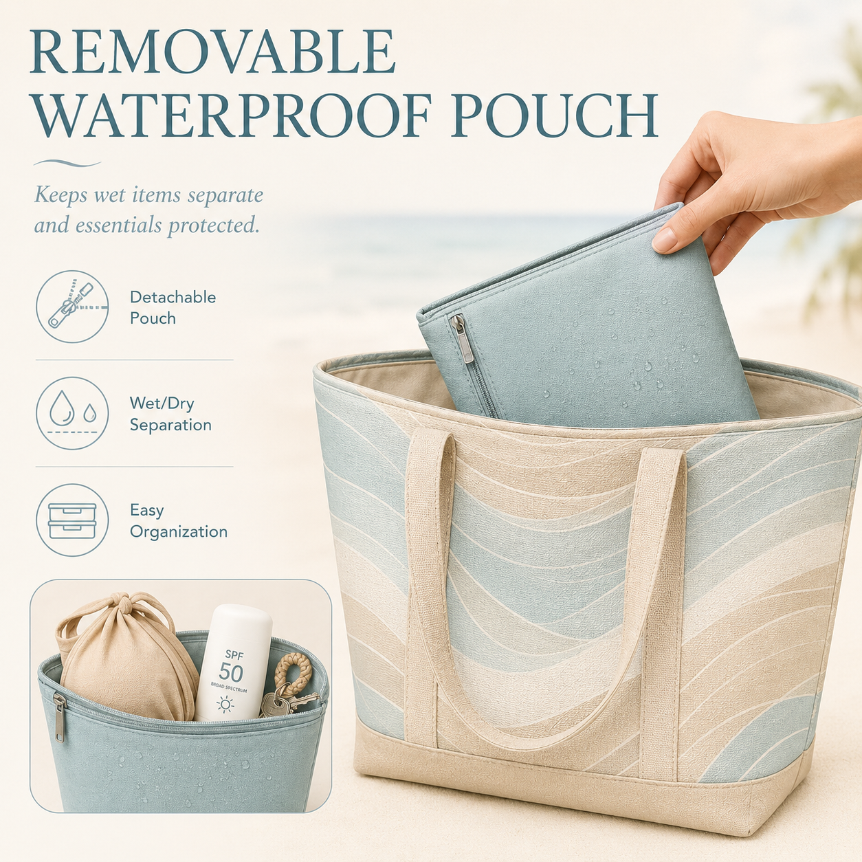 Coastal Wave Lightweight Beach Tote Bag