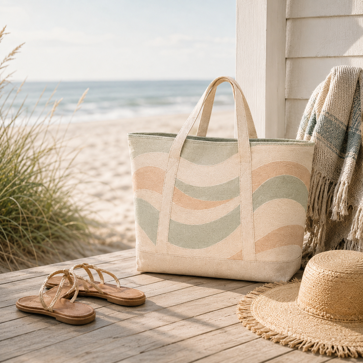 Coastal Wave Lightweight Beach Tote Bag