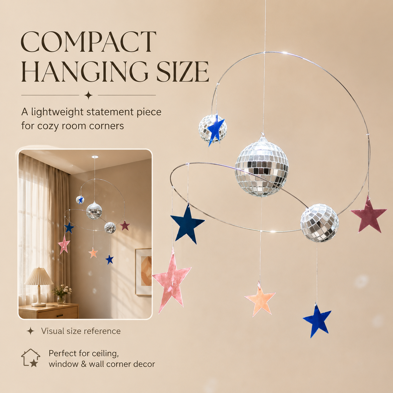 Star Orbit Disco Ball Hanging Decor – Celestial Mirror Ball