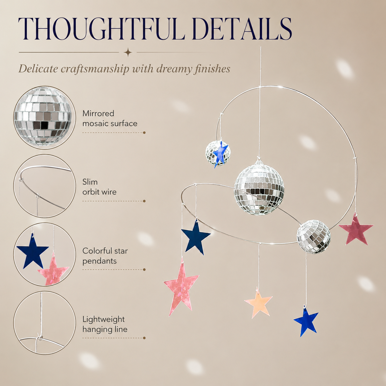 Star Orbit Disco Ball Hanging Decor – Celestial Mirror Ball
