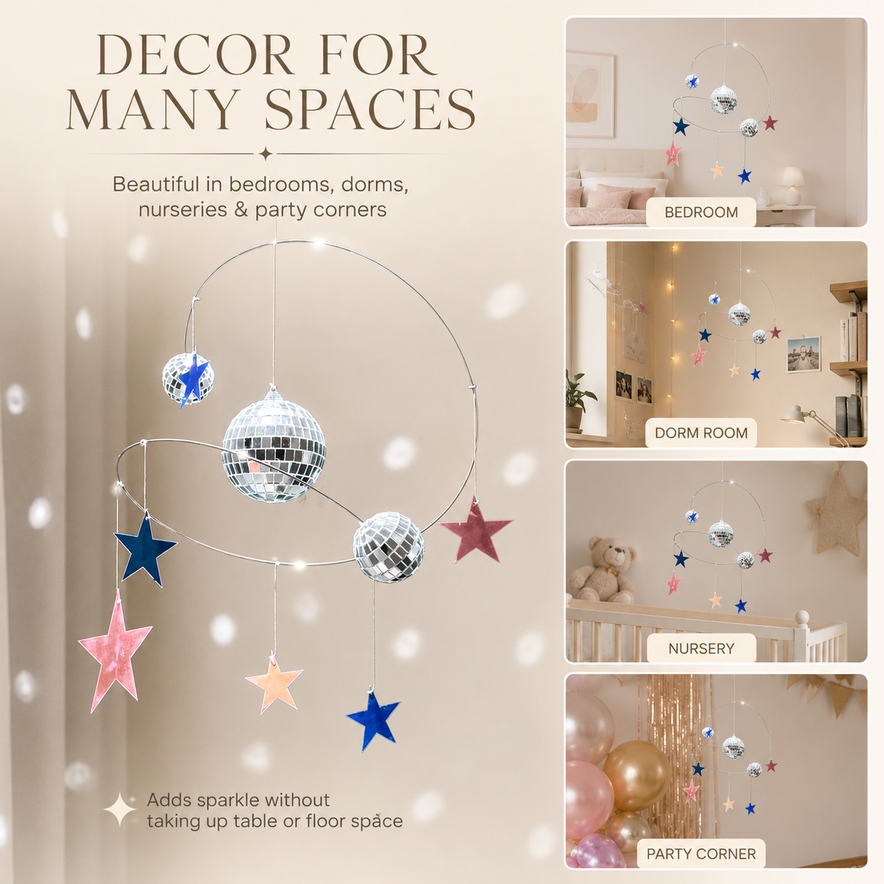 Star Orbit Disco Ball Hanging Decor – Celestial Mirror Ball