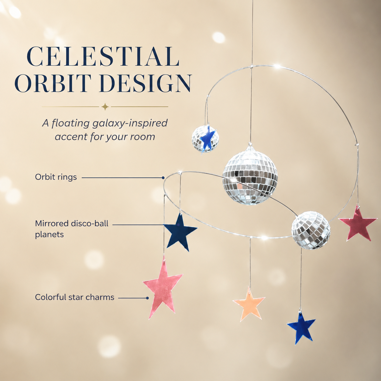 Star Orbit Disco Ball Hanging Decor – Celestial Mirror Ball