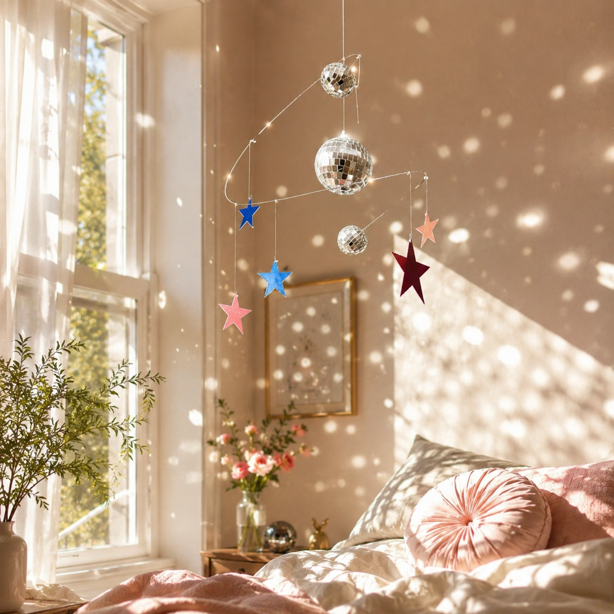 Star Orbit Disco Ball Hanging Decor – Celestial Mirror Ball