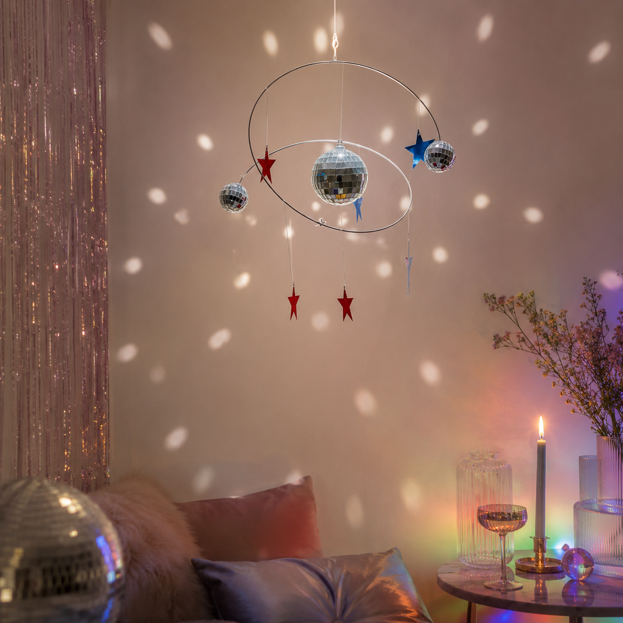 Star Orbit Disco Ball Hanging Decor – Celestial Mirror Ball