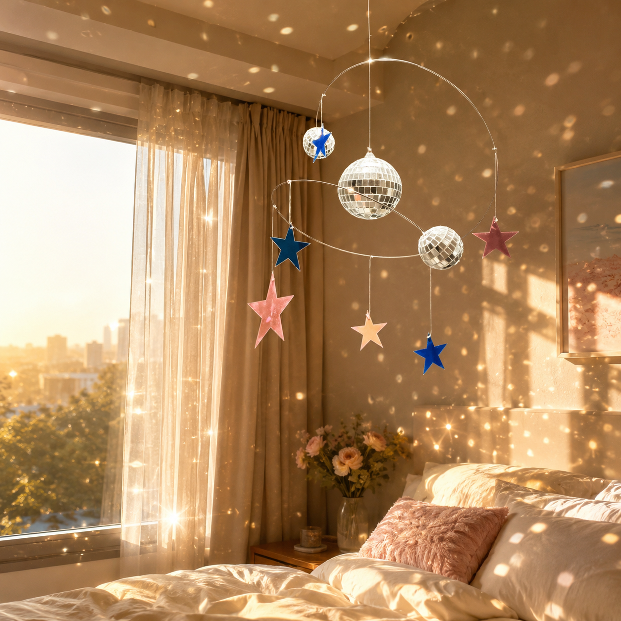 Star Orbit Disco Ball Hanging Decor – Celestial Mirror Ball