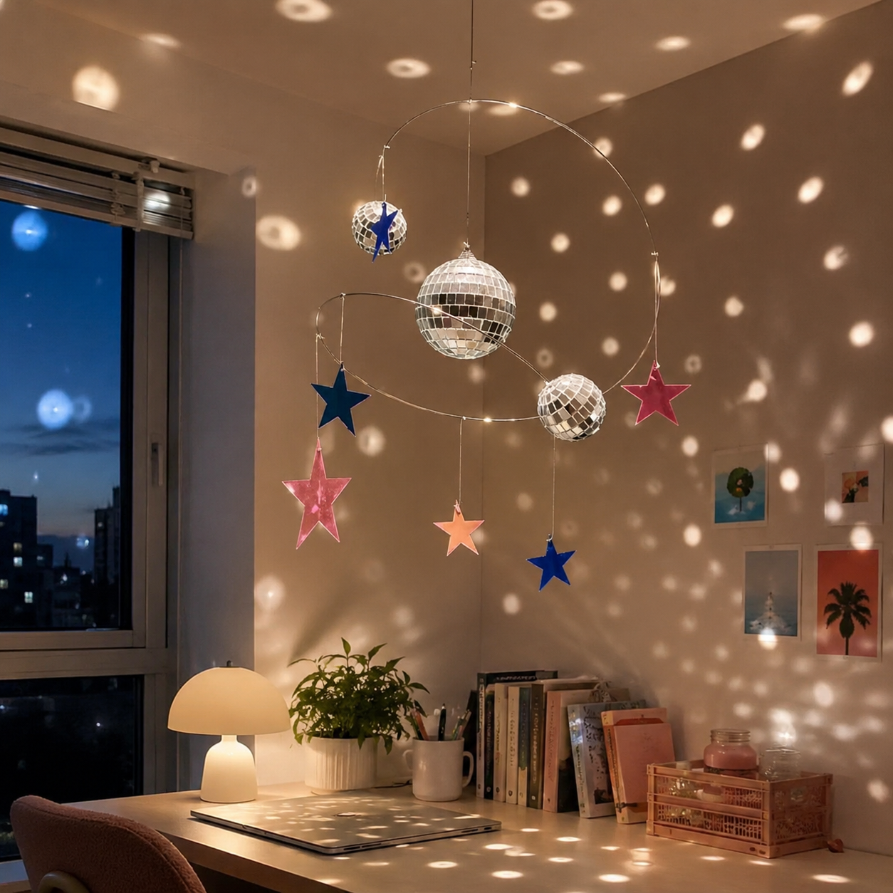 Star Orbit Disco Ball Hanging Decor – Celestial Mirror Ball