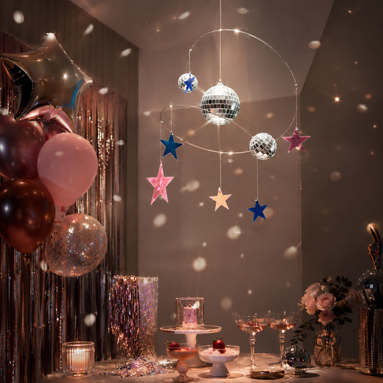 Star Orbit Disco Ball Hanging Decor – Celestial Mirror Ball