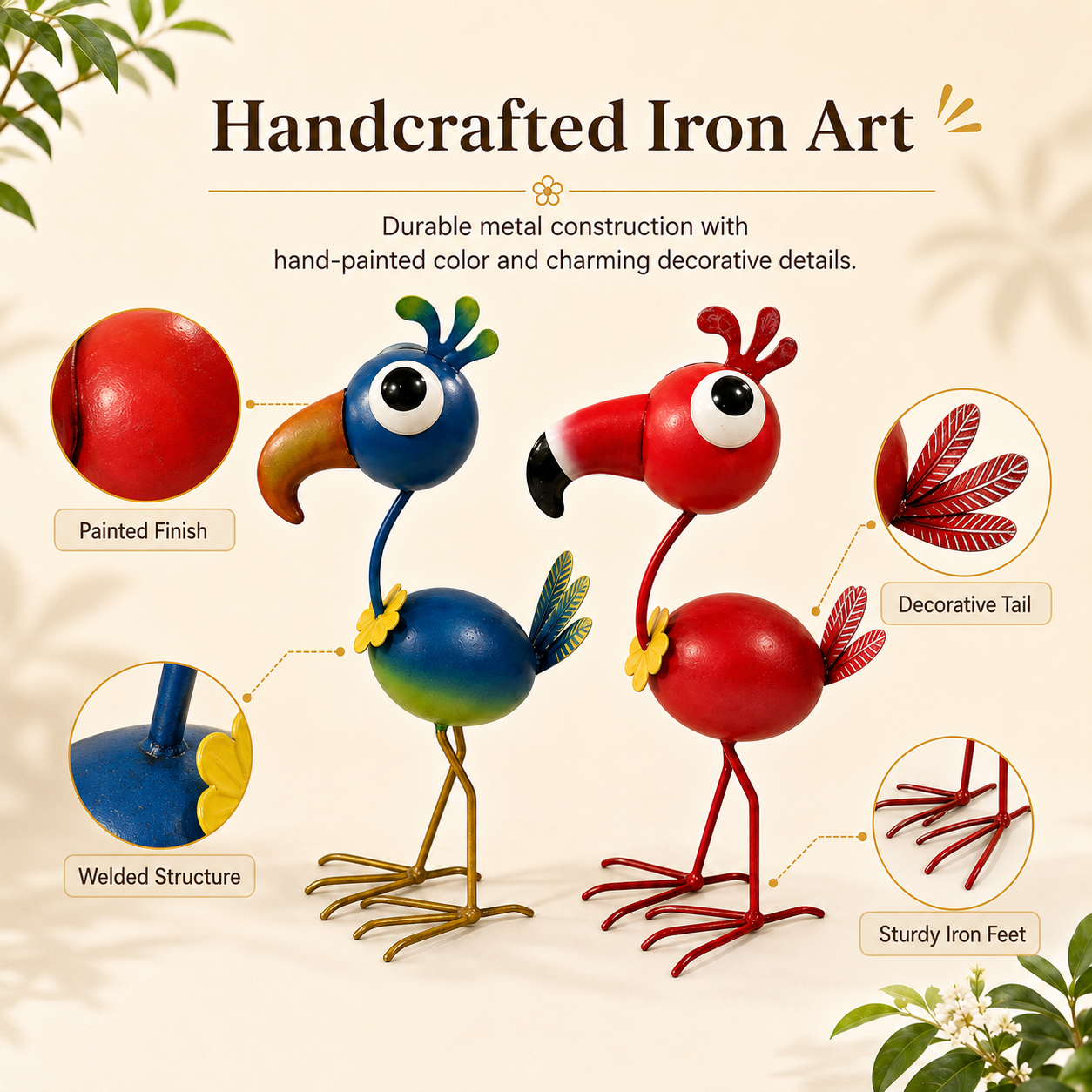 3D Metal Flamingo Garden Decor – Whimsical Iron Flamingo Statue for Outdoor Yard, Patio & Lawn 🦩