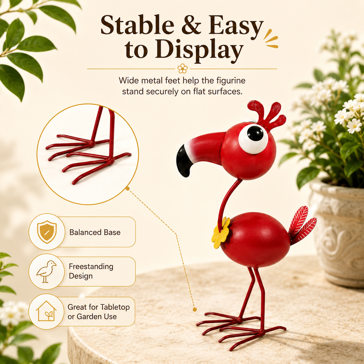 3D Metal Flamingo Garden Decor – Whimsical Iron Flamingo Statue for Outdoor Yard, Patio & Lawn 🦩