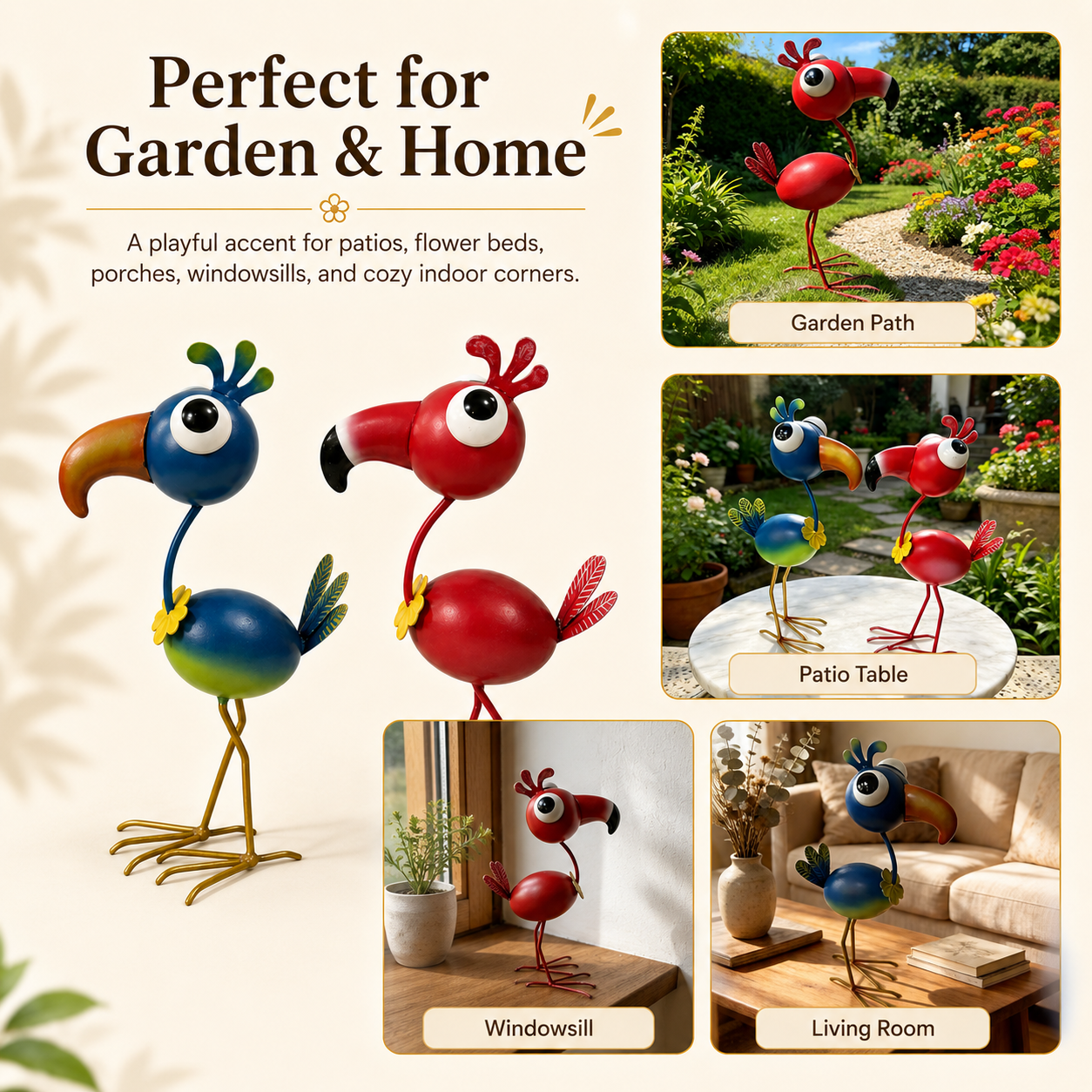 3D Metal Flamingo Garden Decor – Whimsical Iron Flamingo Statue for Outdoor Yard, Patio & Lawn 🦩