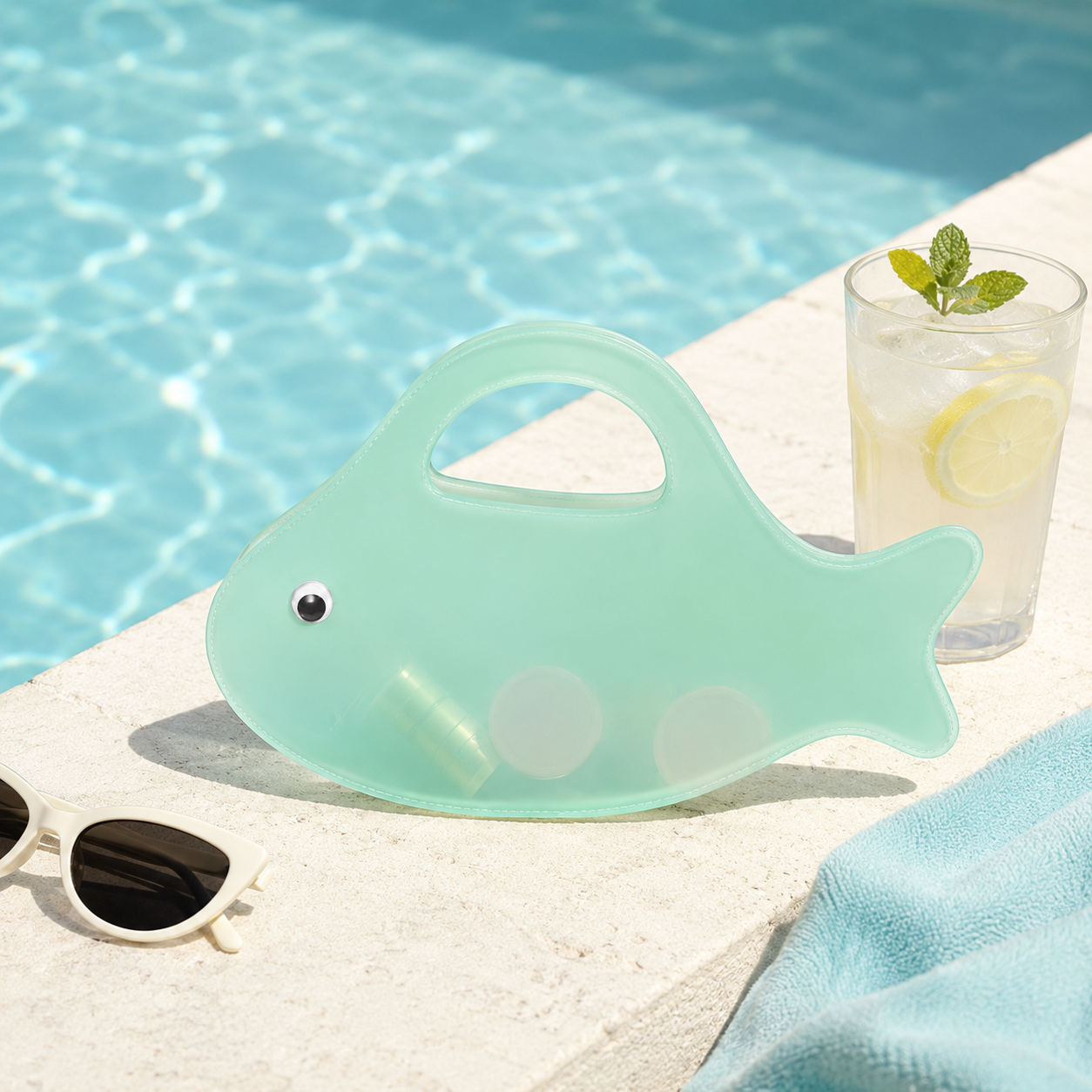 Fish-Shaped Jelly Beach Bag – Cute Translucent Mini Tote for Pool, Beach & Summer Outfits