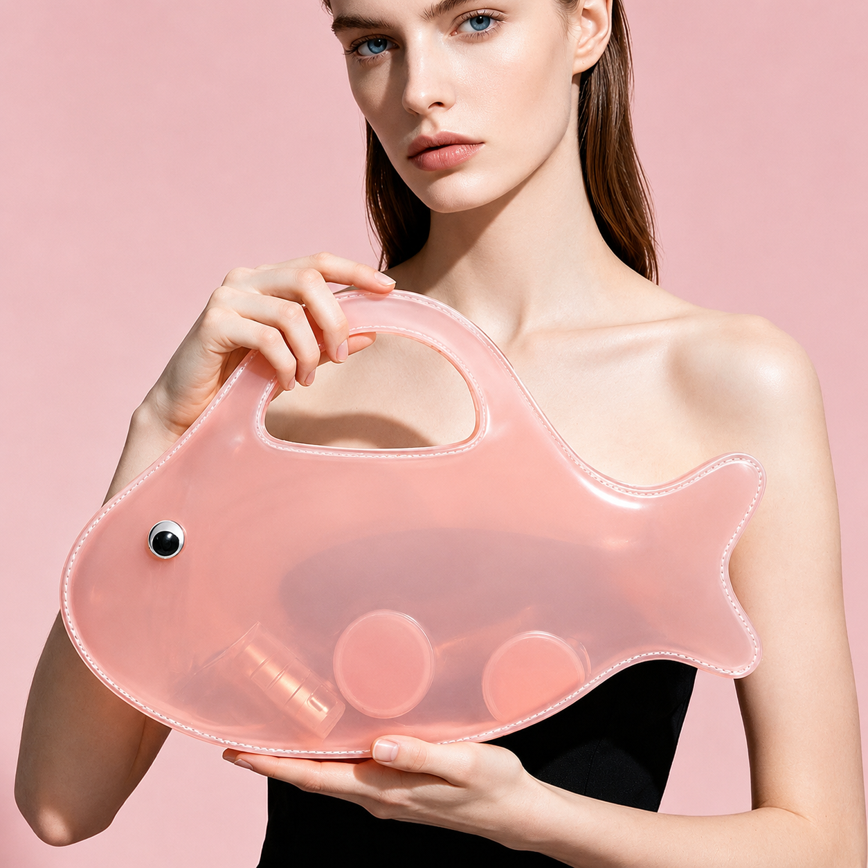 Fish-Shaped Jelly Beach Bag – Cute Translucent Mini Tote for Pool, Beach & Summer Outfits
