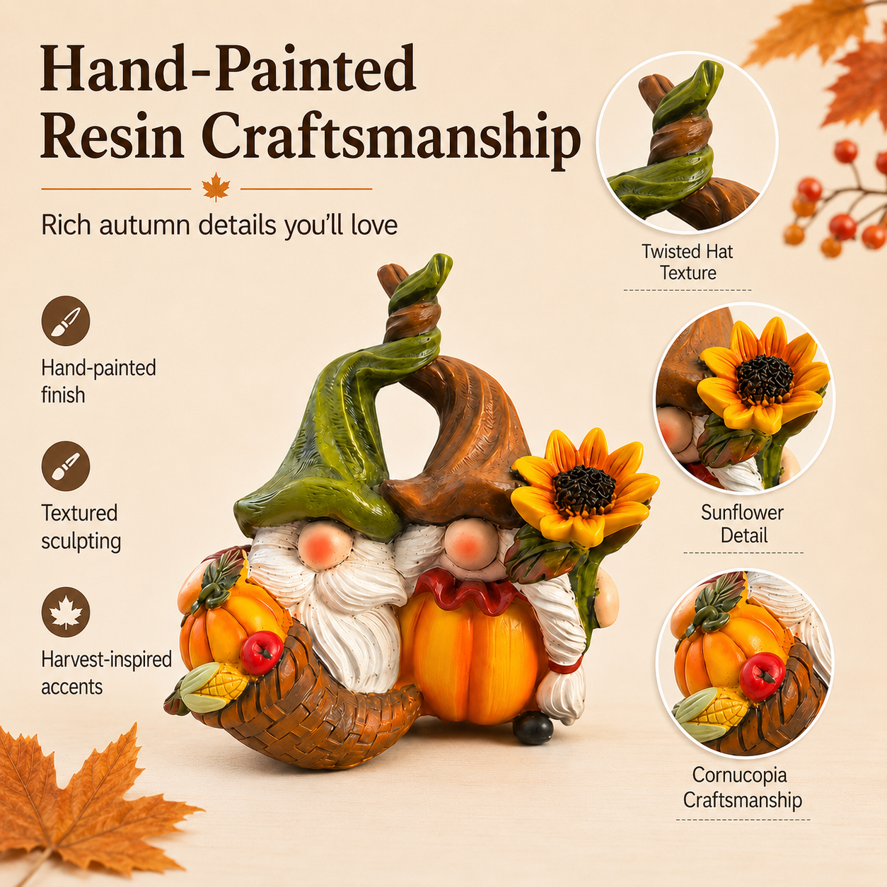 Harvest Gnome Fall Resin Decor